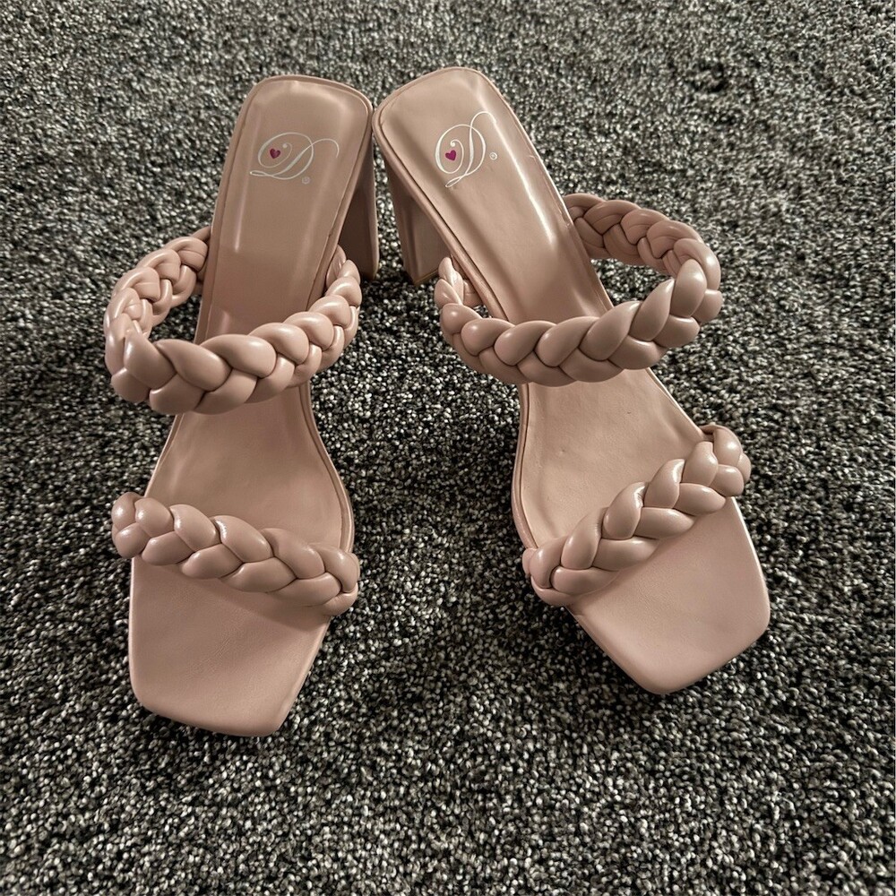 Dolce Vita Womens Slide Sandals blush Braided Straps Block Heel Size 10M